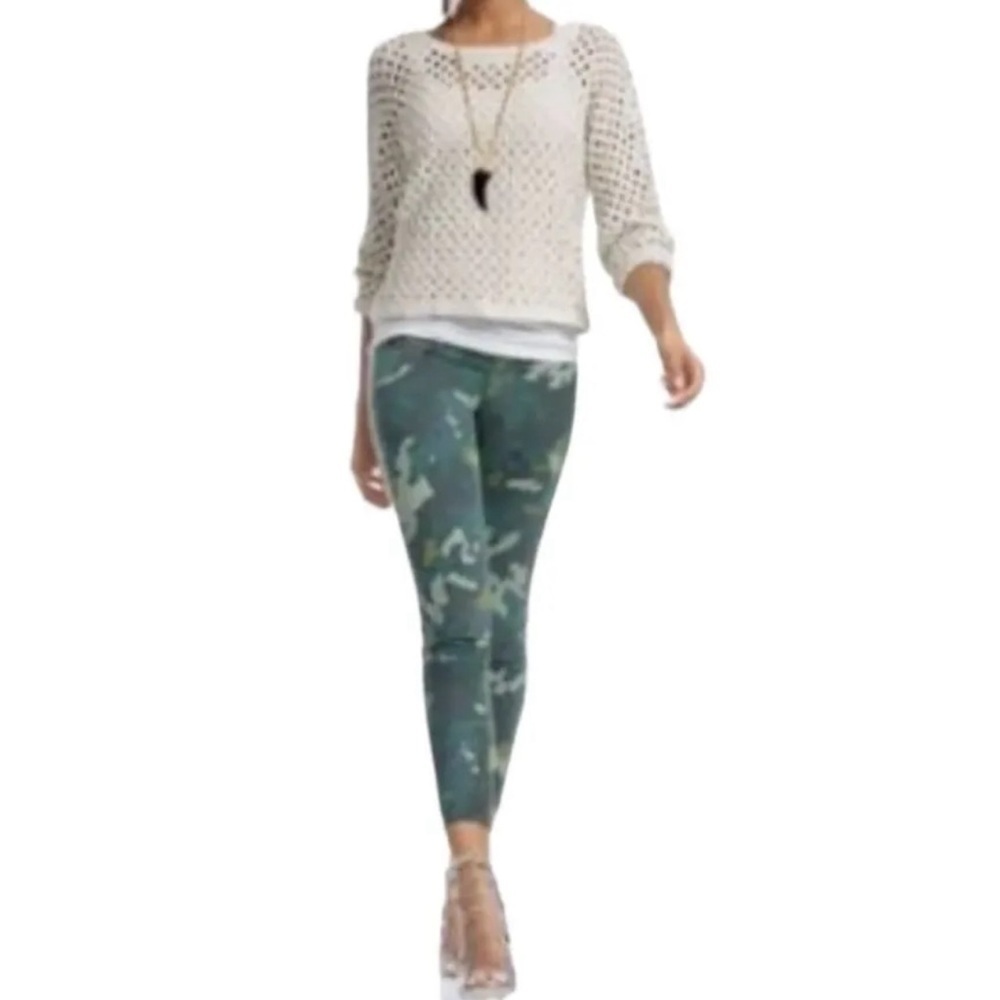 CAbi Clover Faded Camo Low Rise Jeggings Ankle Zip Jeans